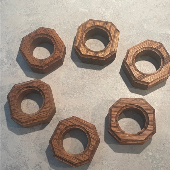 Other - Vintage Octagon Shaped Wooden Napkin Rings